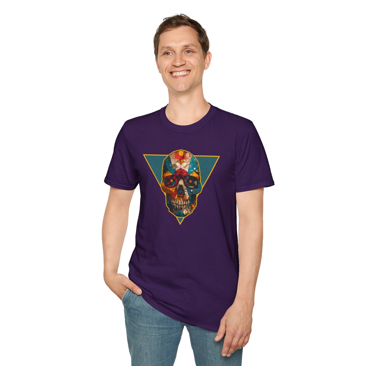 Vibrant Geometric Skull T-Shirt
