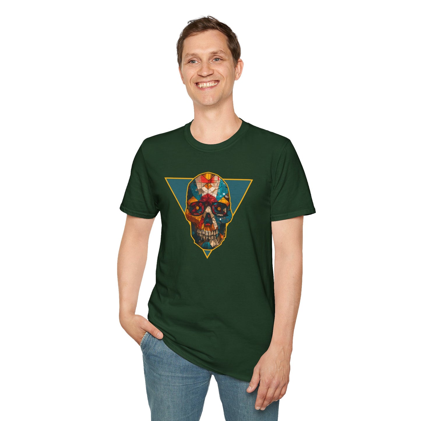 Vibrant Geometric Skull T-Shirt