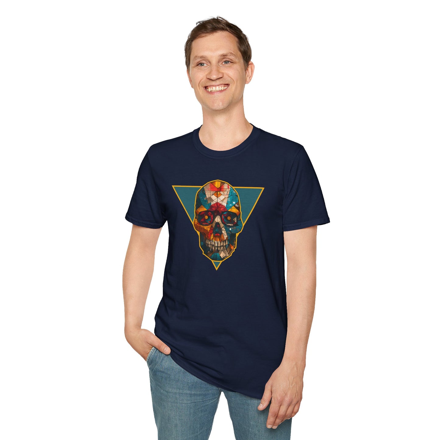 Vibrant Geometric Skull T-Shirt