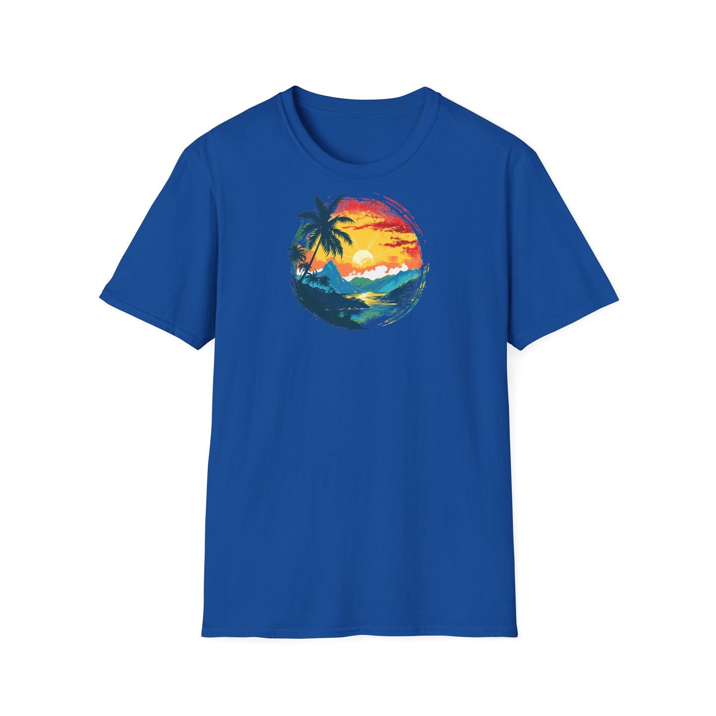 Men's Summer T-Shirt with Tropical Sunset Design