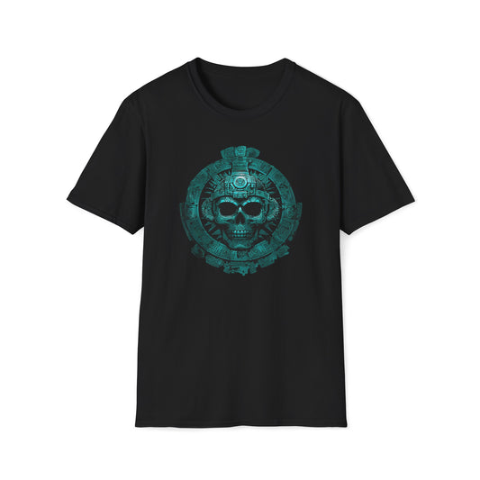 Dark T-Shirt with Skull and Aztec Design