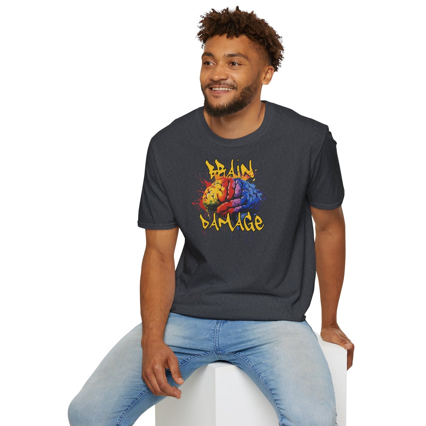 Brain Damage Graphic T-Shirt - Colorful Art Tee