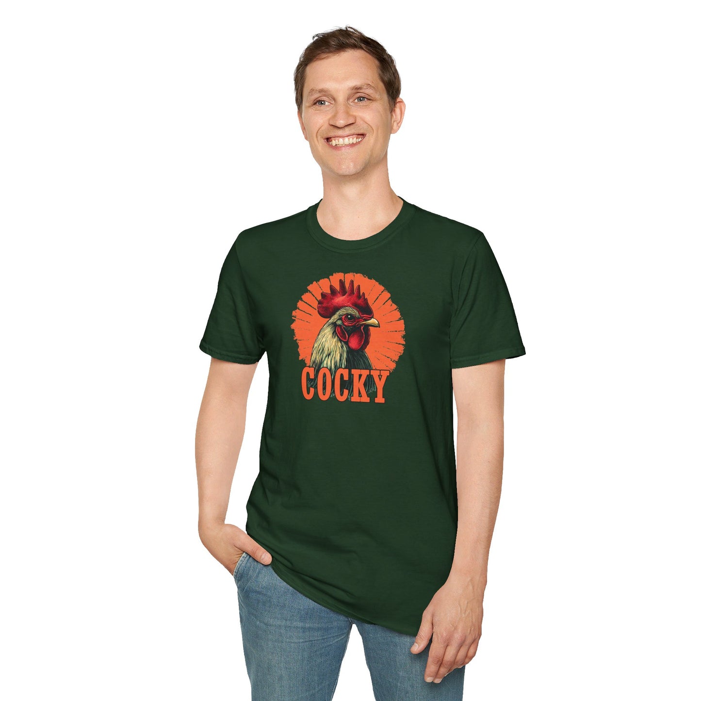 Bold 'Cocky' Rooster Graphic T-Shirt