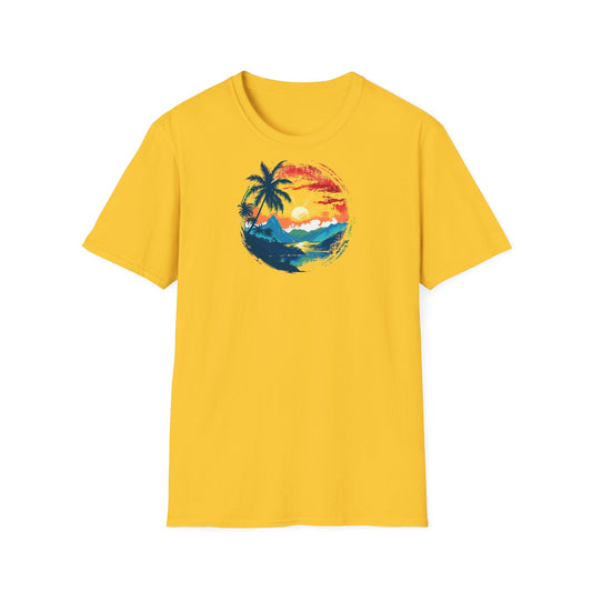 Men's Summer T-Shirt with Tropical Sunset Design