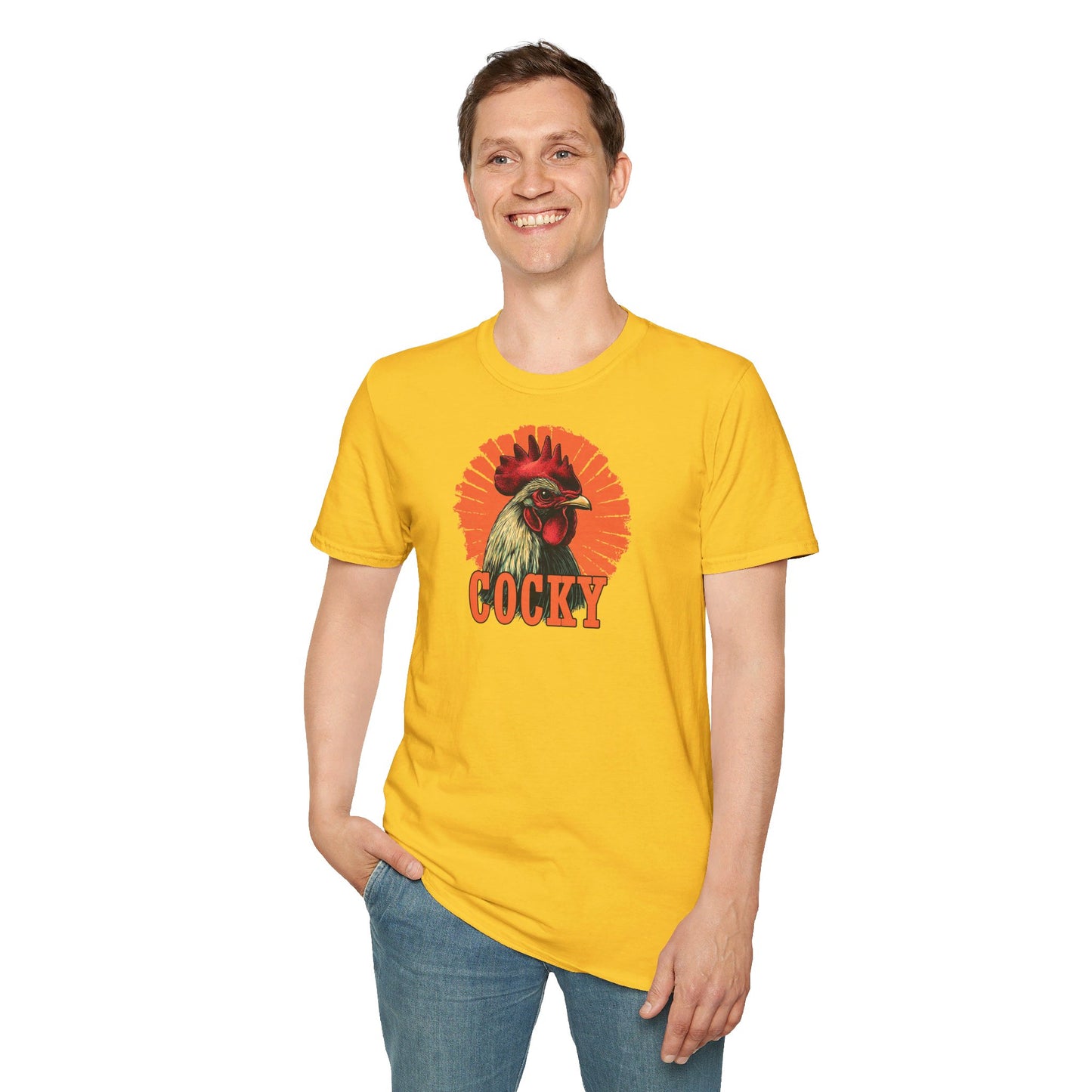 Bold 'Cocky' Rooster Graphic T-Shirt