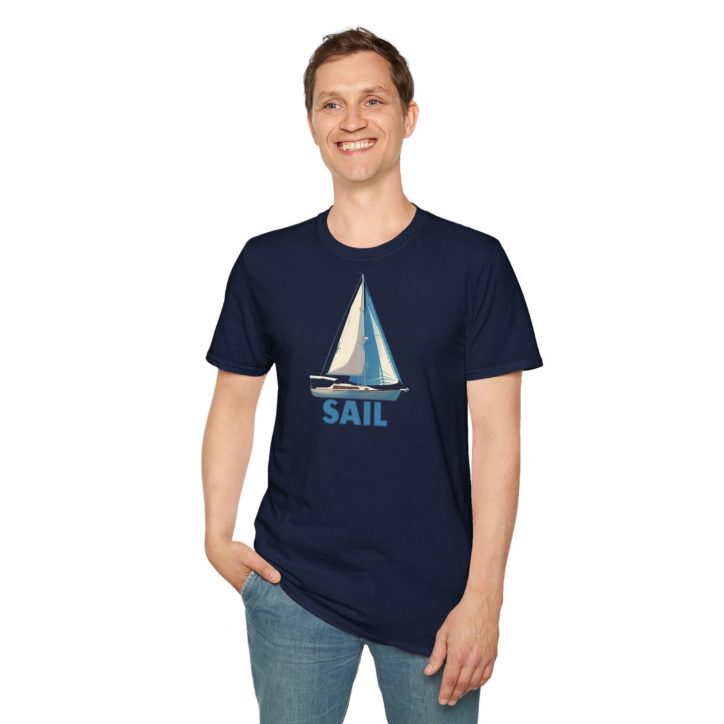 Navy Blue Sailboat T-Shirt - Perfect for Summer and Sailing Enthusiasts