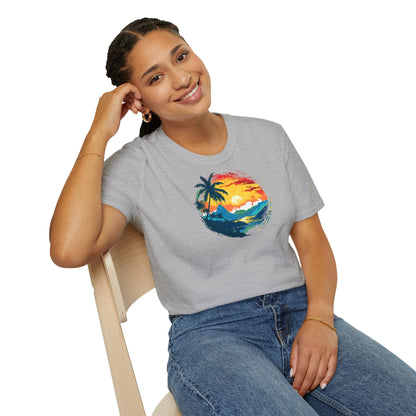 Men's Summer T-Shirt with Tropical Sunset Design