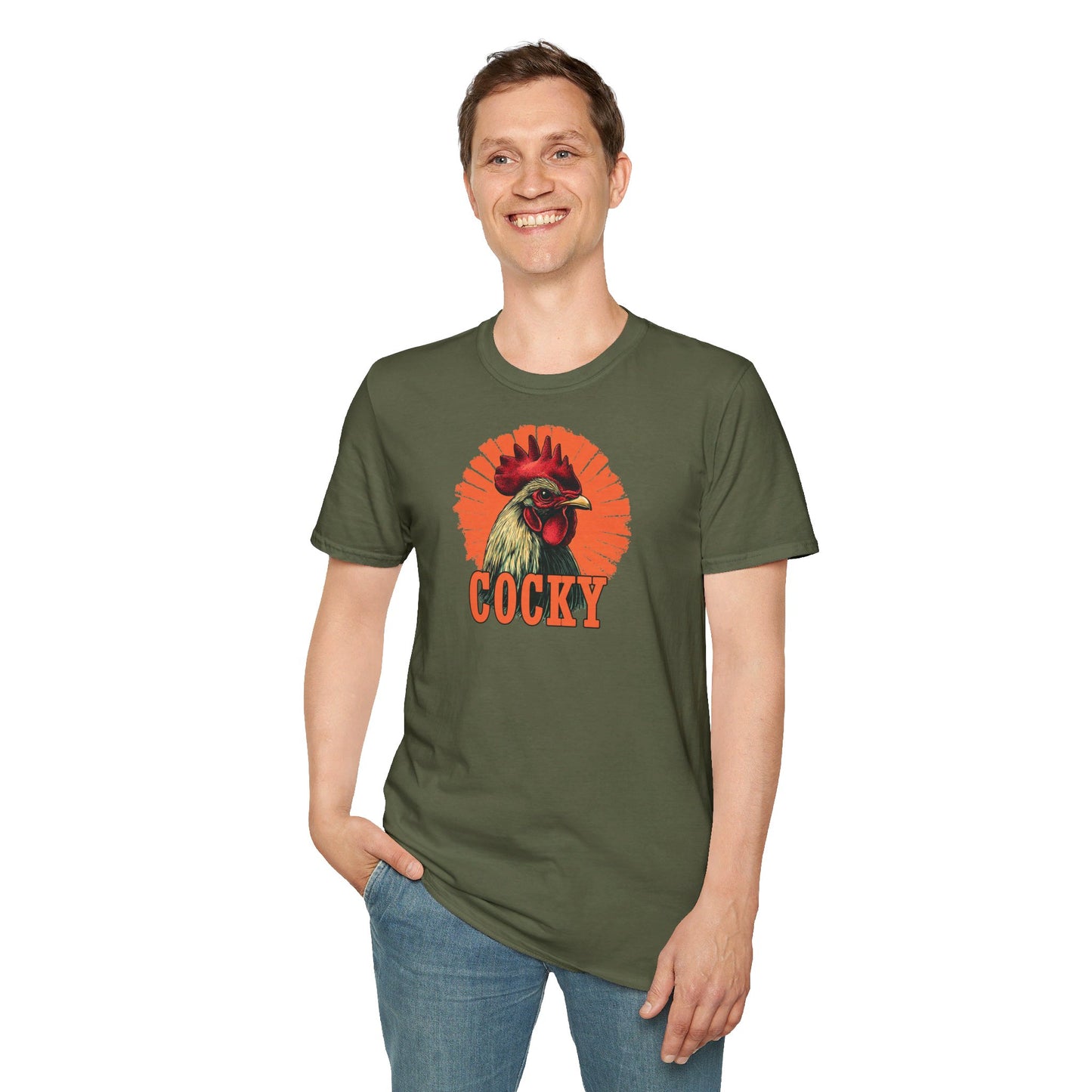 Bold 'Cocky' Rooster Graphic T-Shirt