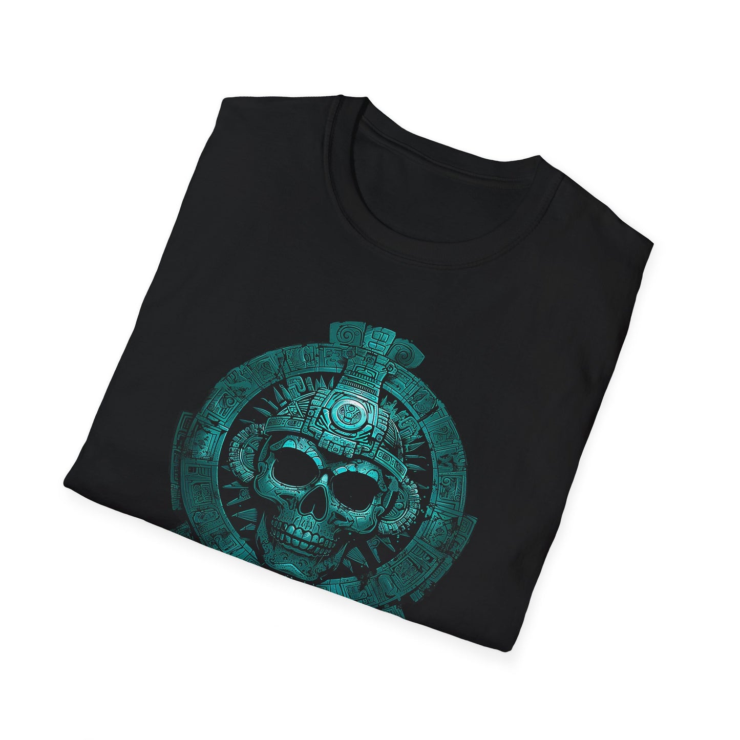 Dark T-Shirt with Skull and Aztec Design