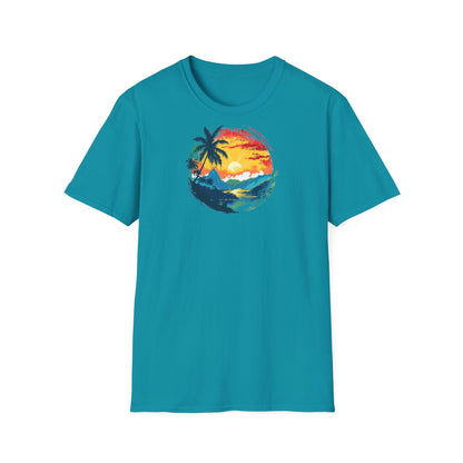 Men's Summer T-Shirt with Tropical Sunset Design