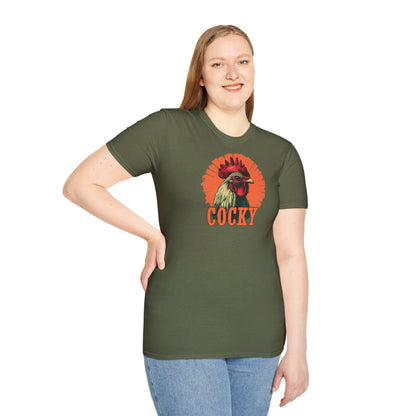 Bold 'Cocky' Rooster Graphic T-Shirt