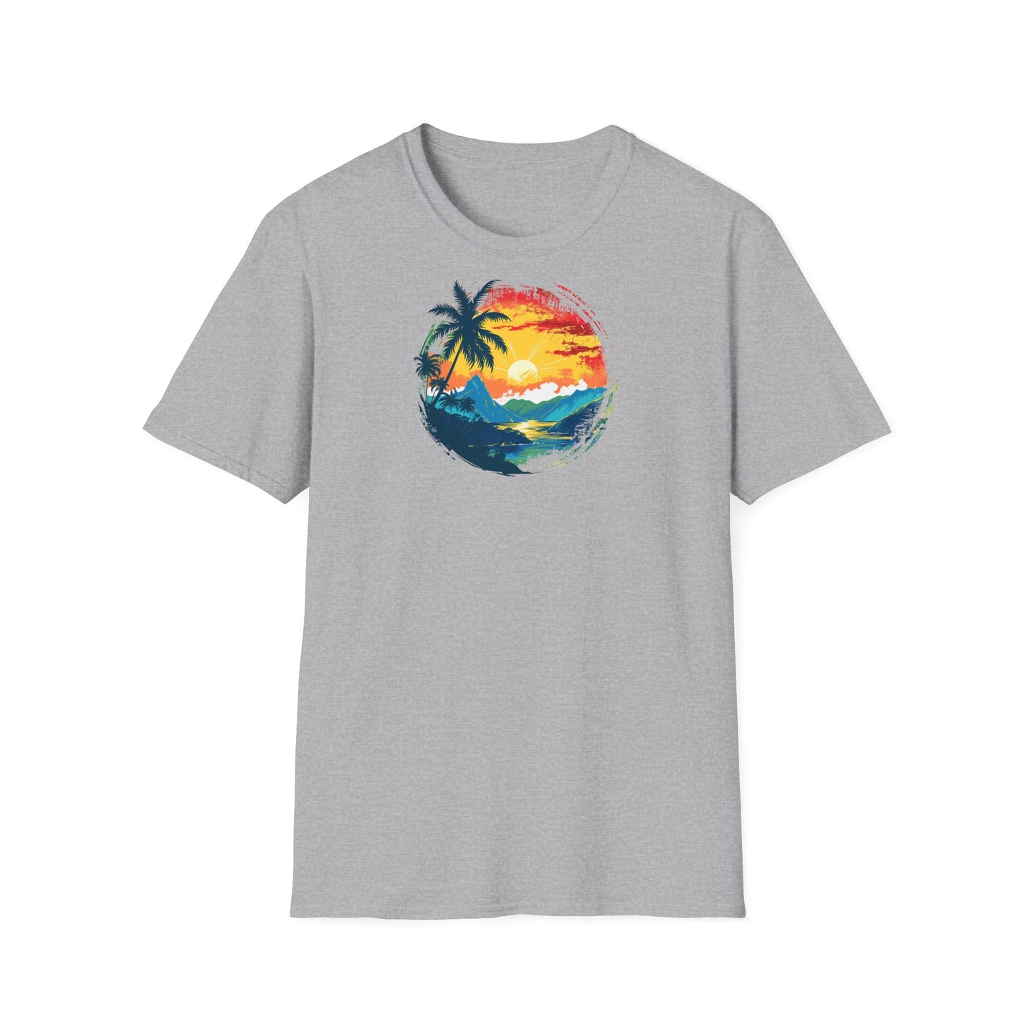 Men's Summer T-Shirt with Tropical Sunset Design