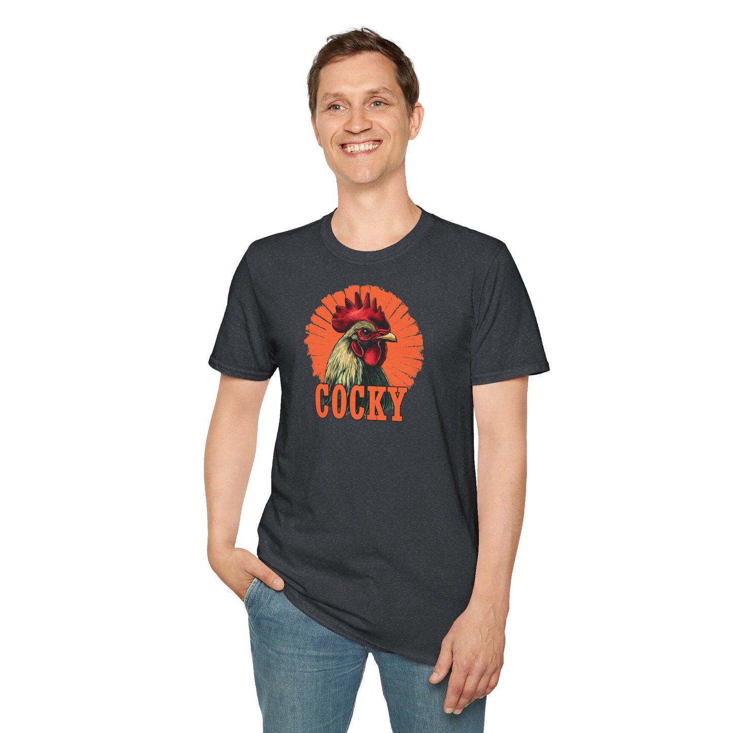 Bold 'Cocky' Rooster Graphic T-Shirt