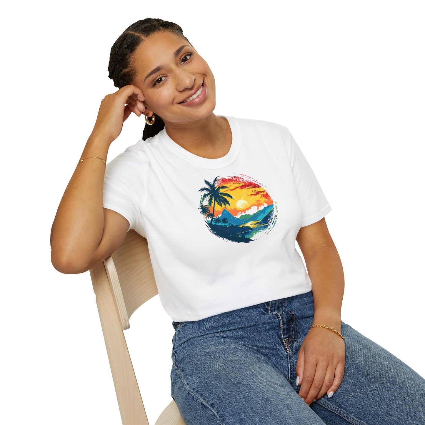 Men's Summer T-Shirt with Tropical Sunset Design