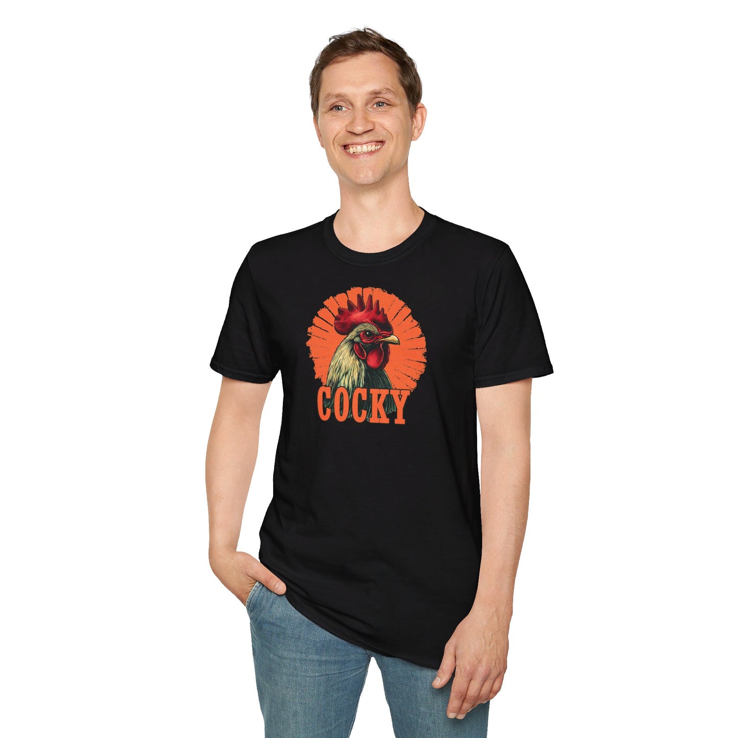 Bold 'Cocky' Rooster Graphic T-Shirt