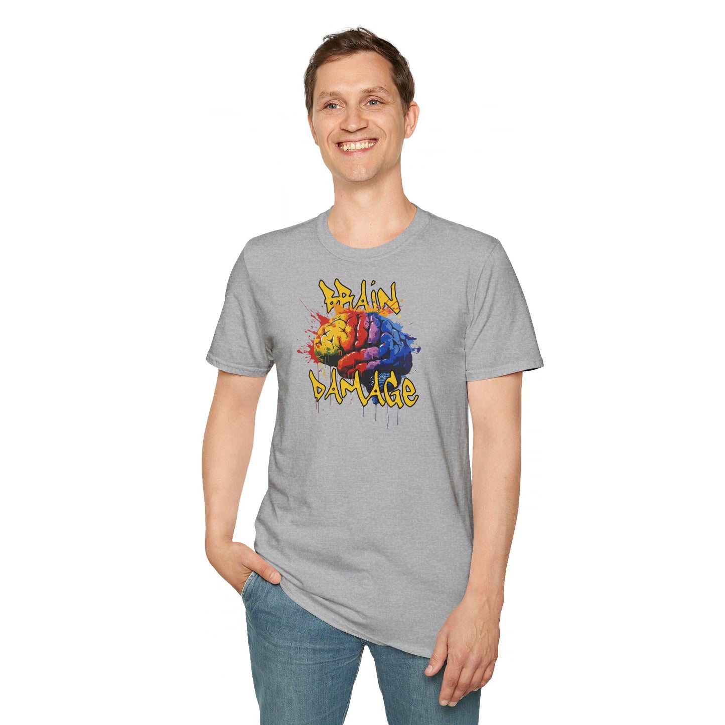 Brain Damage Graphic T-Shirt - Colorful Art Tee