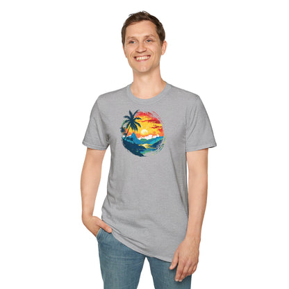 Men's Summer T-Shirt with Tropical Sunset Design