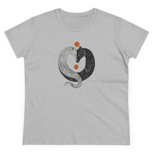 Yin Yang Wolf Art T-Shirt - Two Wolves Graphic Tee