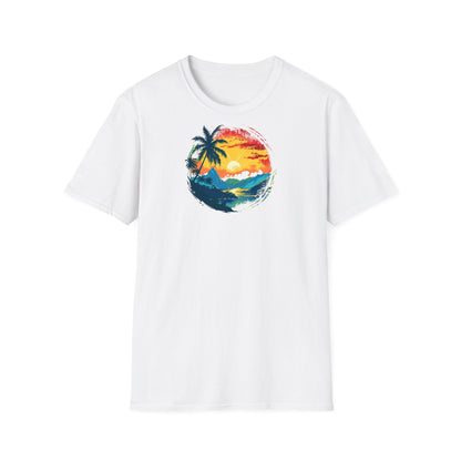 Men's Summer T-Shirt with Tropical Sunset Design